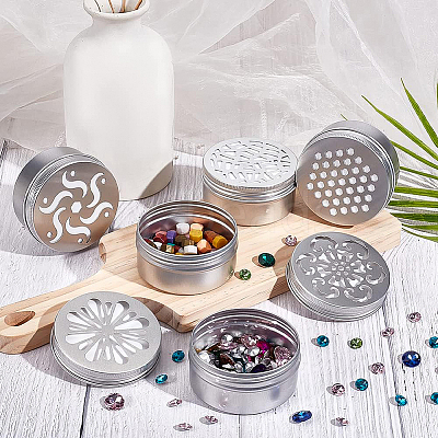 40Pcs 5 Style Aluminium Hollow Candle Canister Lids AJEW-BC0003-62-1