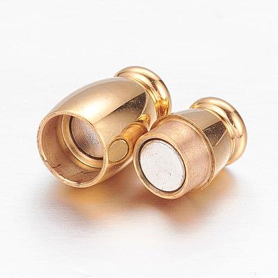 Barrel 304 Stainless Steel Magnetic Clasps with Glue-in Ends STAS-I045-15G-1