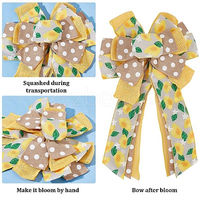 Lemon & Polka Dot Pattern Polyester Bowknot DIY-WH0387-78-1