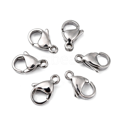 Tarnish Resistant Polished 316 Surgical Stainless Steel Lobster Claw Clasps STAS-R072-12A-1