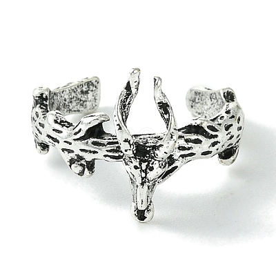 Deer Alloy Open Rings for Women RJEW-K275-44AS-1