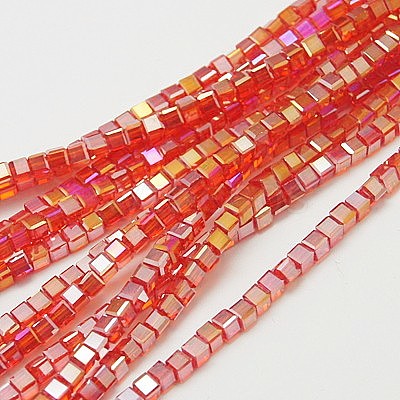 Electroplate Glass Beads Strands EGLA-D018-8x8mm-27-1