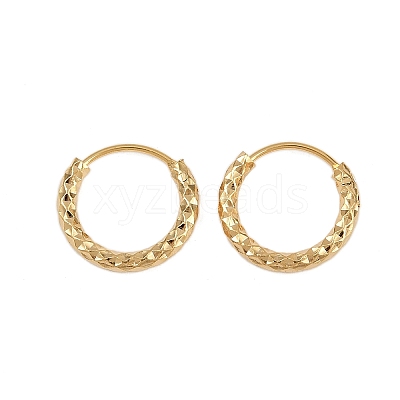 Brass Textured Hoop Earrings EJEW-F378-03A-G-1