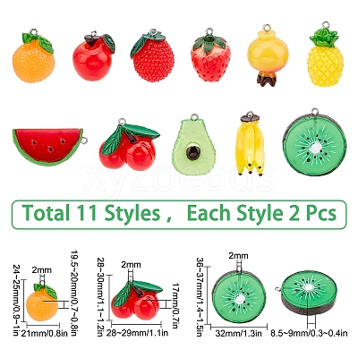 22Pcs 11 Style Resin Pendants RESI-SC0002-27-1