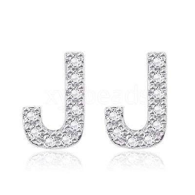 Brass Cubic Zirconia Stud Earrings EJEW-BB35118-J-1