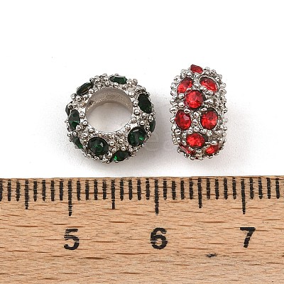 Platinum Plated Alloy Grade A Rhinestone European Beads CPDL-J022-11x6mm-P-1