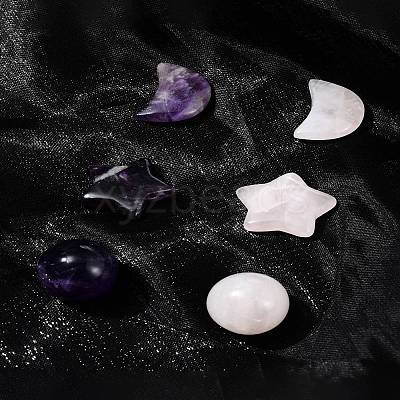Natural Gemstone Healing Moon & Star & Round Ornaments AJEW-FS0001-12B-1