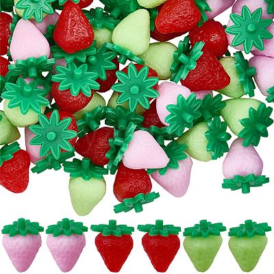 60Pcs 3 Styles PVC Strawberry Display Decorations DJEW-SC0001-31A-1
