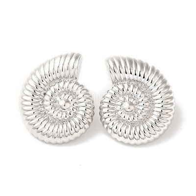 Rack Plating Spiral Shell Shape Brass Stud Earrings EJEW-B062-35P-1
