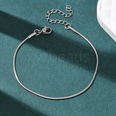 304 Stainless Steel Snake Chain Bracelets for Women BJEW-G775-02P-1