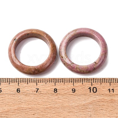 Natural Rhodonite Plain Band Ring RJEW-P044-01B-11-1