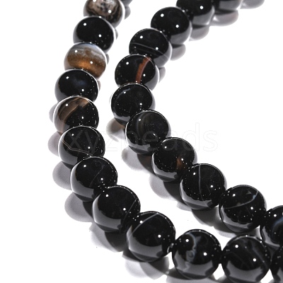 Natural Black Agate Beads Strands X-G-G391-8mm-01-1