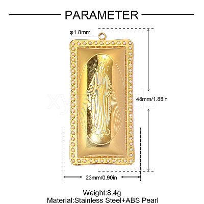 304 Stainless Steel & ABS Imitation Pearl Pendants STAS-OY014-63G-1
