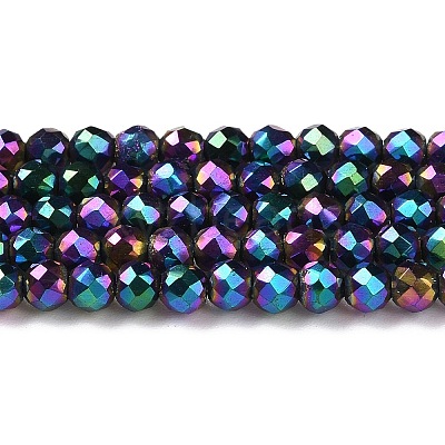 Electroplate Glass Beads Strands X-GLAA-H021-01B-FP11-1