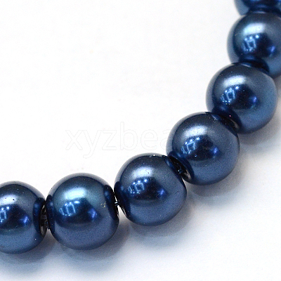 Baking Paint Pearlized Glass Pearl Round Bead Strands X-HY-Q003-4mm-15-1