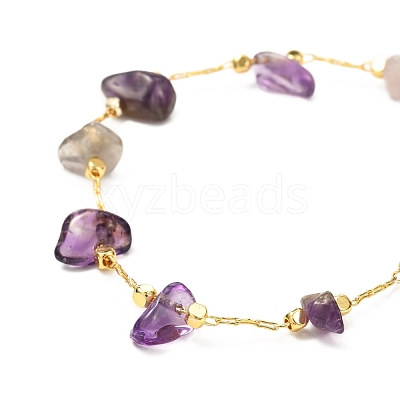Natural Mixed Gemstone Chip Beaded Bracelet for Girl Women BJEW-JB06983-1