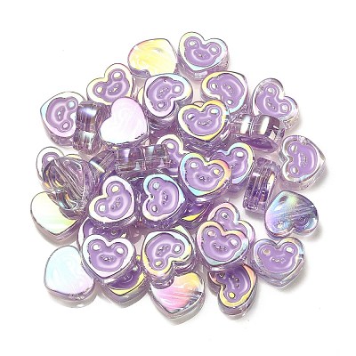 UV Plating Rainbow Iridescent Acrylic Enamel Beads OACR-G012-12E-1