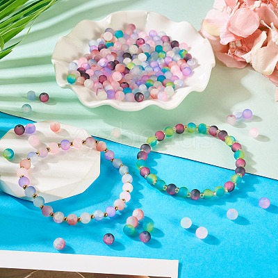 200Pcs 10 Colors Crackle Glass Beads Strands GLAA-TA0003-31C-1