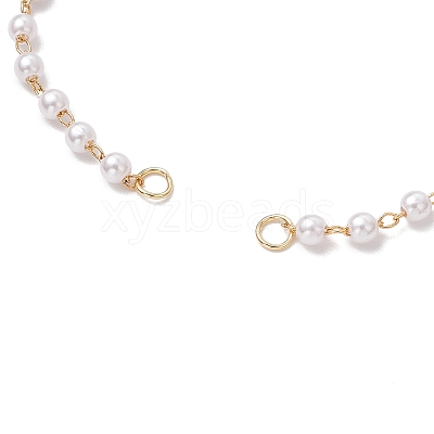 Handmade Brass & Round ABS Plastic Imitation Pearl Link Chain Slider Bracelet Making AJEW-JB01327-1