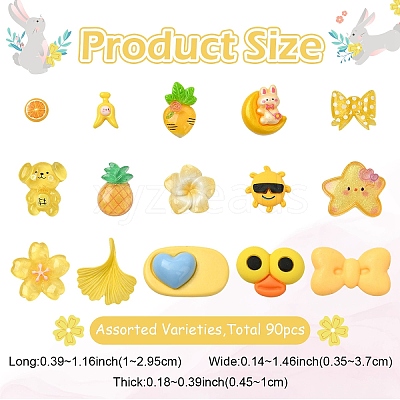 90Pcs 15 Styles Opaque & Transparent Resin Cabochons CRES-YW0002-85-1