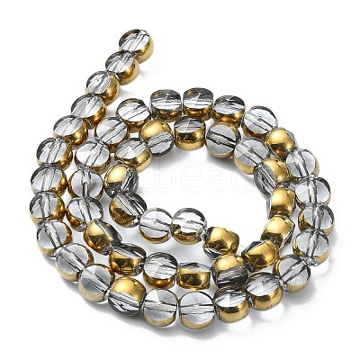 Half Plated Electroplate Transparent Glass Beads Strands EGLA-E060-02A-HP05-1