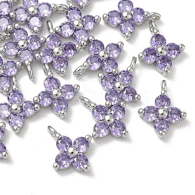 SHEGRACE Brass Cubic Zirconia Charms XGRQ4H668-680P-B-1