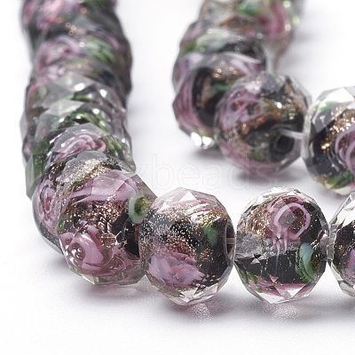Handmade Gold Sand Lampwork Beads Strands LAMP-R141-8mm-03-1