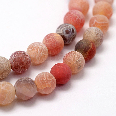 Frosted Natural Agate Beads Strands G-F367-8mm-03-1