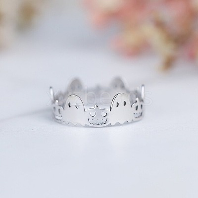 Ghost & Pumpkin 925 Sterling Silver Finger Rings FS-WGB9B73-08-1