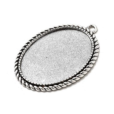 Tibetan Style Alloy Pendant Cabochon Settings X-TIBEP-N003-17AS-1