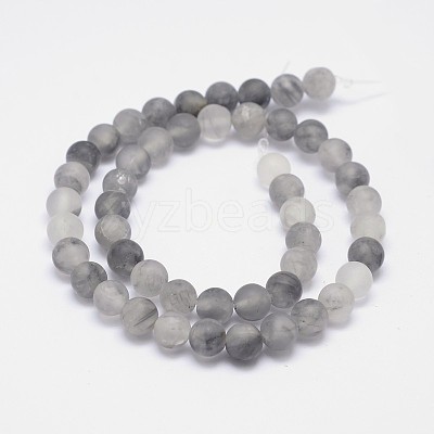 Frosted Natural Cloudy Quartz Round Beads Strands G-F255-02-10mm-1