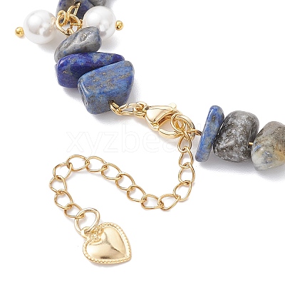 Natural Lapis Lazuli Chip Beaded Bracelets for Women BJEW-JB12301-03-1