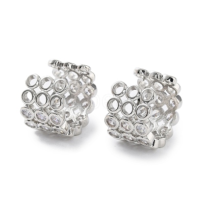 Brass Micro Pave Cubic Zirconia Cuff Earrings for Women EJEW-D088-08P-1