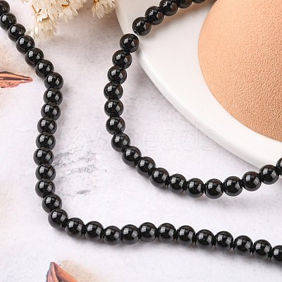 Synthetic Black Stone Beads Strands G-G088-6mm-1