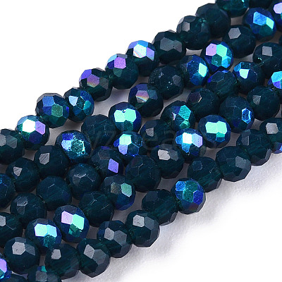 Electroplate Opaque Solid Color Glass Beads Strands EGLA-A034-P6mm-L07-1