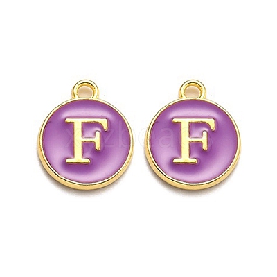 Golden Plated Alloy Enamel Charms ENAM-Q437-12F-1