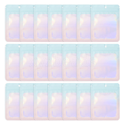 40Pcs Rectangle Glitter Holographic Plastic Resealable Packaging Bags ABAG-TA0001-97B-03-1