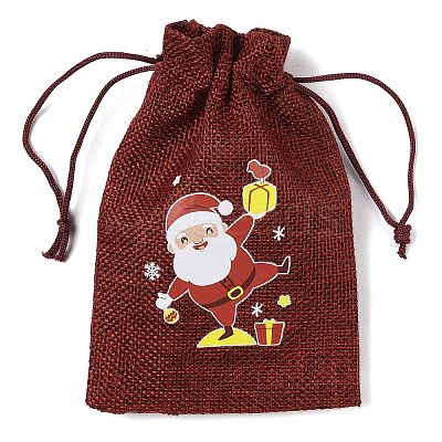 Christmas Theme Jute Cloth Storage Bags ABAG-F010-01B-05-1