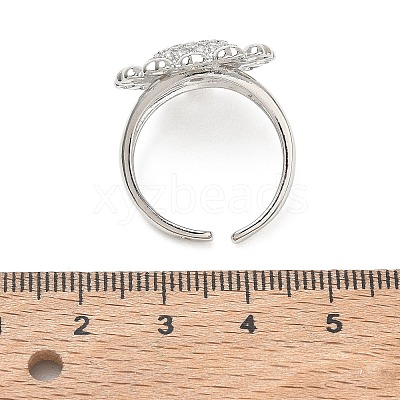 Brass Micro Pave Cubic Zirconia Cuff Open Rings for Women CU-CBA760A-13A-P-1