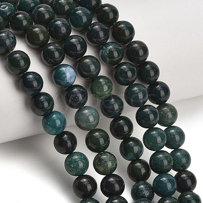 Natural Moss Agate Beads Strands GG-CBA7BB7-A02-8mm-1