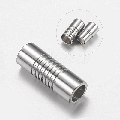 Tarnish Resistant 304 Stainless Steel Magnetic Clasps with Glue-in Ends STAS-F149-04P-A-1