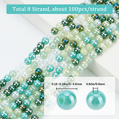 8 Strands Transperant Electroplate Glass Beads Strands GLAA-BBC0001-04E-1