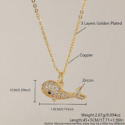 Ocean Summer Brass Pave Clear Cubic Zirconia Pendant Necklaces FS-WG8D1A7-18-1