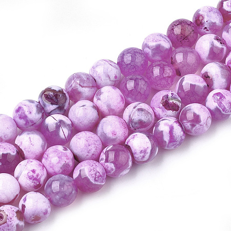 Natural Fire Crackle Agate Beads Strands X-G-S346-8mm-21-1
