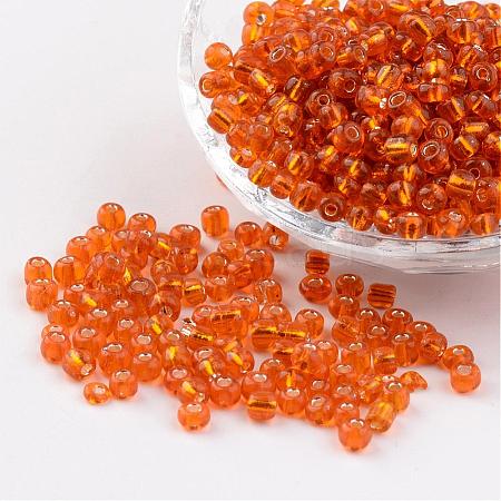6/0 Round Silver Lined Round Hole Glass Seed Beads X-SEED-A005-4mm-29-1