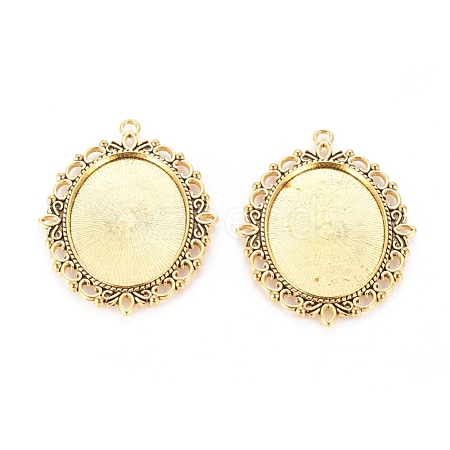 Tibetan Style Oval Pendant Cabochon Settings TIBE-473-AG-NR-1