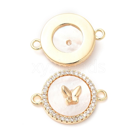 Brass Micro Pave Clear Cubic Zirconia Connector Charms KK-K333-44G-1