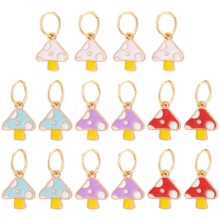 Autumn Theme Mushroom Alloy Enamel Charms HJEW-PH01845-1