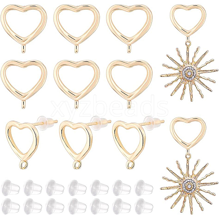 BENECREAT 6 Pairs Brass Stud Earring Findings KK-BC0008-61-1