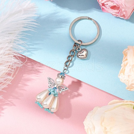 Acrylic Imitation Pearl Keychain KEYC-MZ00030-05-1